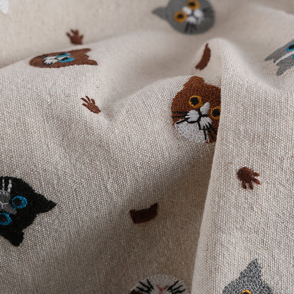 Cat 3D Embroidery Fabric, for Toys & Apparel, 49 in Wide