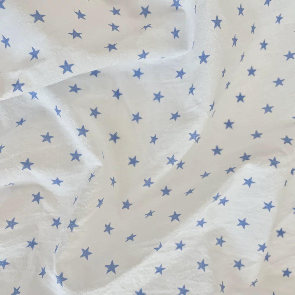 Polyester Crinkle Star Fabric, for Tops & Skirts - Crinkle Blue Star