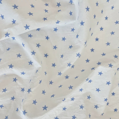 Polyester Crinkle Star Fabric, for Tops & Skirts - Crinkle Blue Star