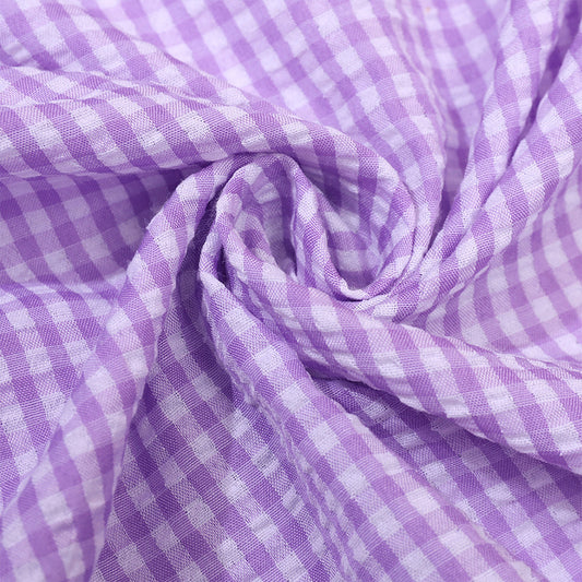 Check Seersucker Fabric By The Yard | 3 Colors, 59" Wide for Shirts & Dresses