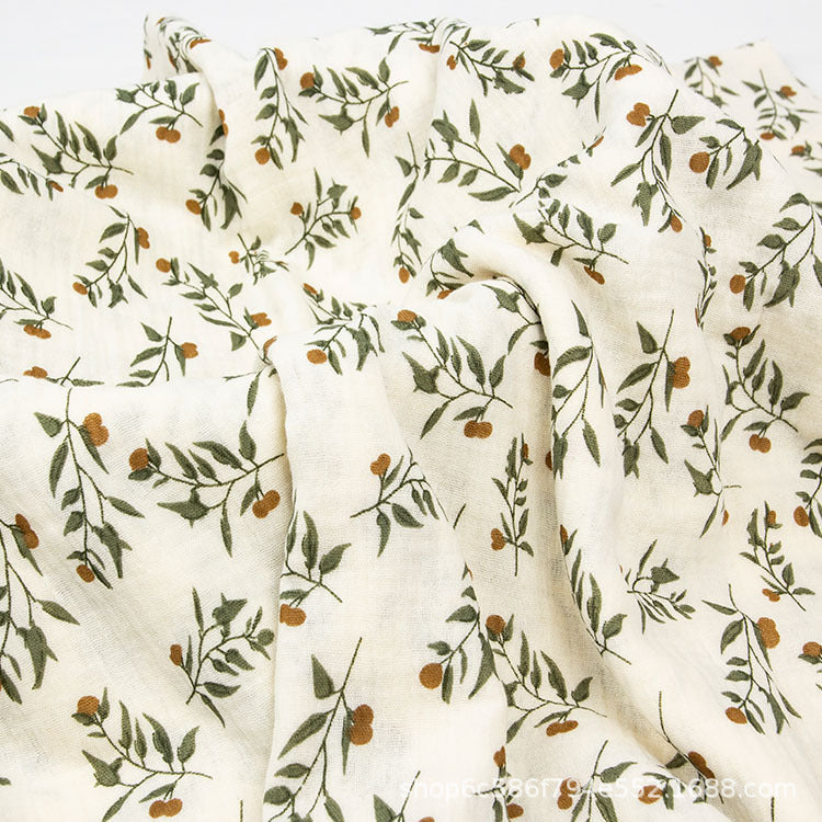 Double Gauze Cotton Fabric - Crinkle Texture Apparel & Craft by the Yard - Olive Leaf