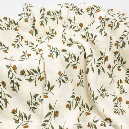 Double Gauze Cotton Fabric - Crinkle Texture Apparel & Craft by the Yard - Olive Leaf