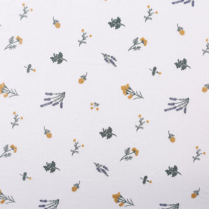 Linen Rayon Plant Embroidery Fabric, 49 in Wide - White Ramie
