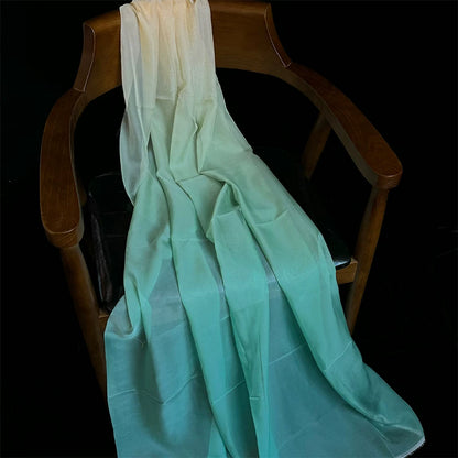 Ombre Chiffon Gradient Print Fabric, Sheer Polyester for Hanfu & Decor - 6