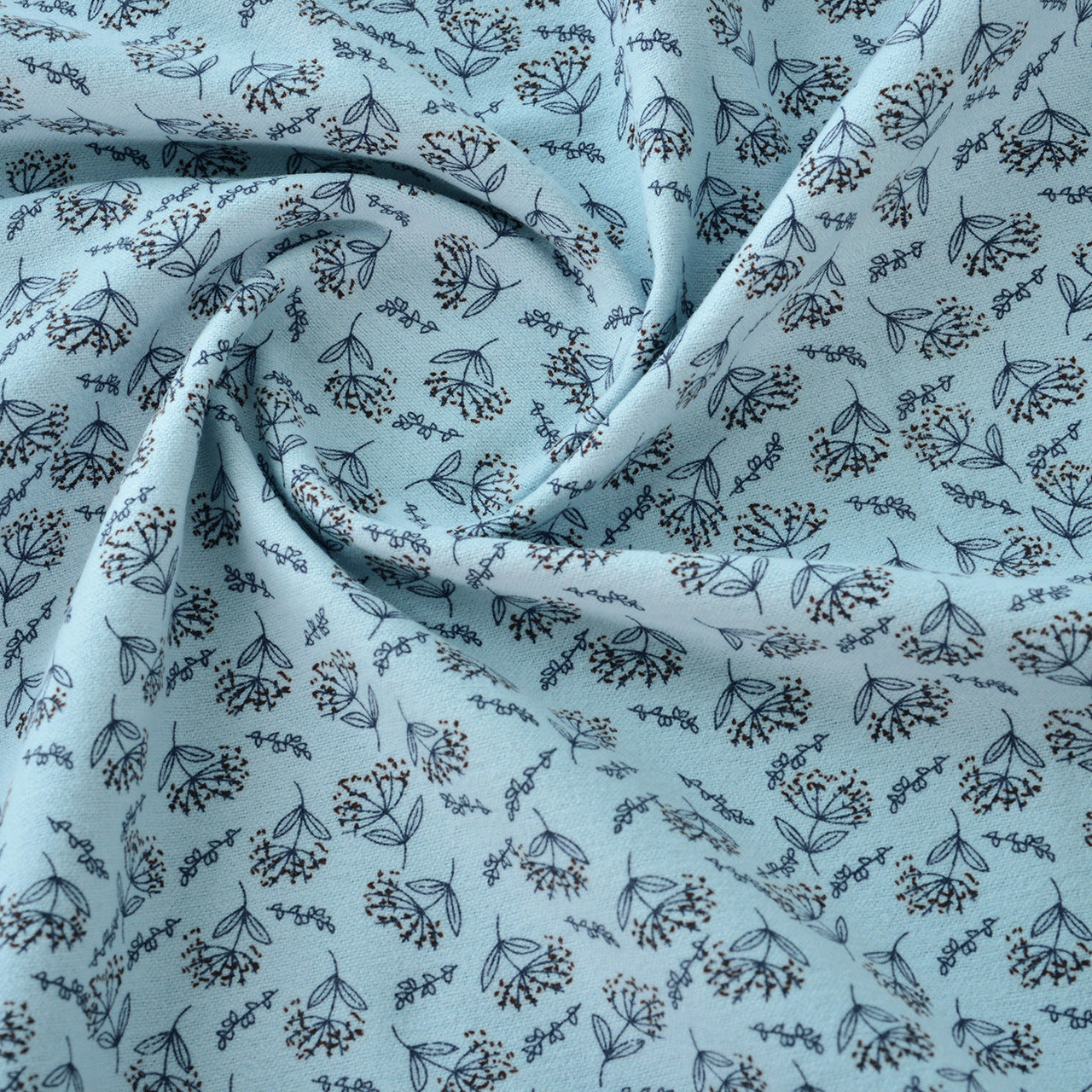 Floral Brushed Cotton Fabric - Dress & Home Decor by the Yard - Cyan Small Floral