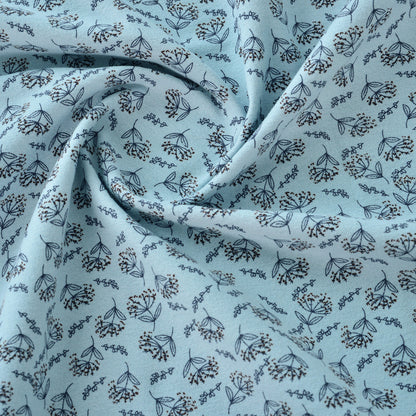 Floral Brushed Cotton Fabric - Dress & Home Decor by the Yard - Cyan Small Floral