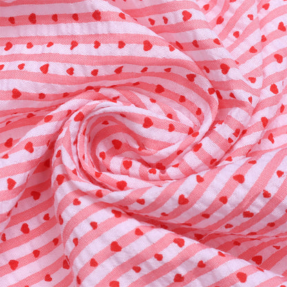 Bubble Stripe Polyester Fabric, Heart Print for Costumes & Crafts