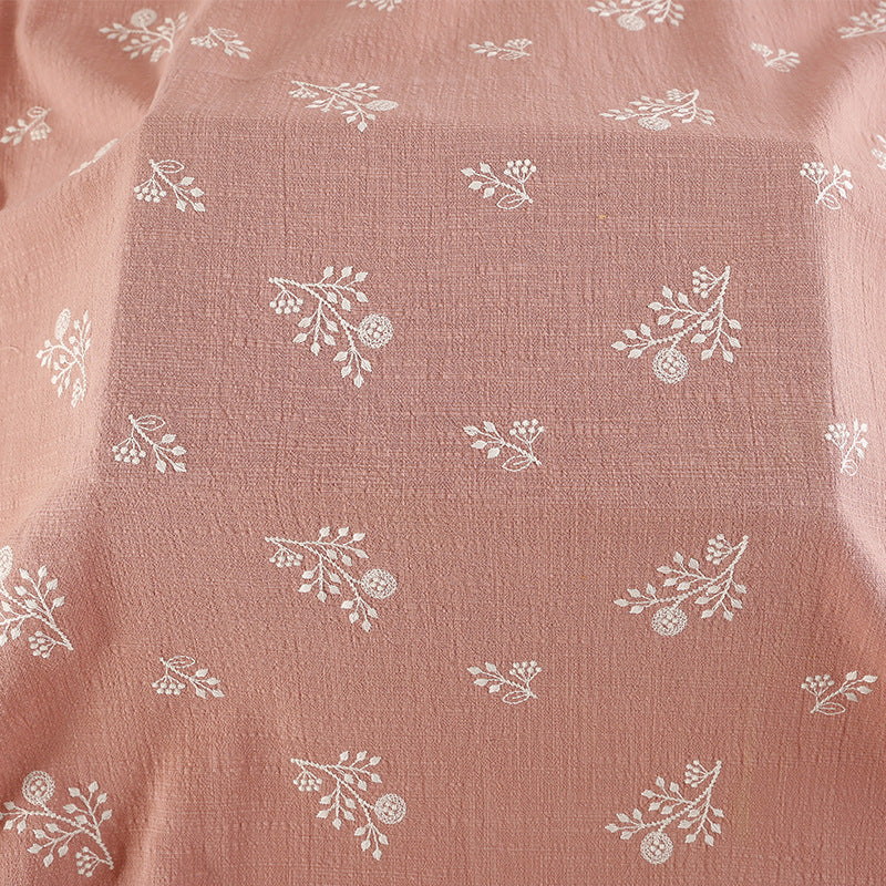 Slub Cotton Floral Embroidery Fabric, 49 in Wide