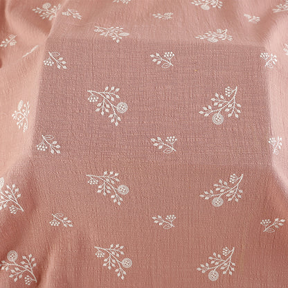 Slub Cotton Floral Embroidery Fabric, 49 in Wide