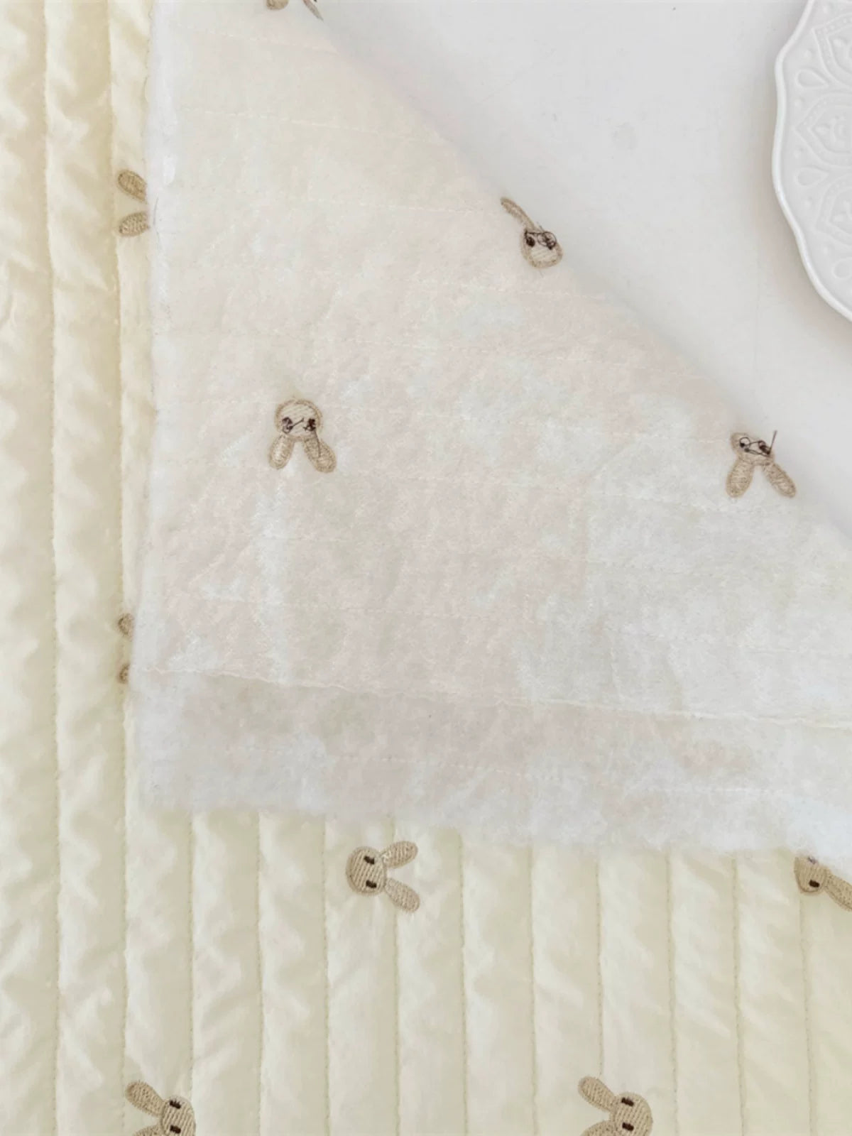 Quilted Polyester Bunny Fabric, for Toys & Bibs