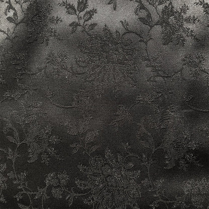 Cotton-Poly Jacquard Fabric, Peony Satin Hanfu & Qipao Cloth - Black
