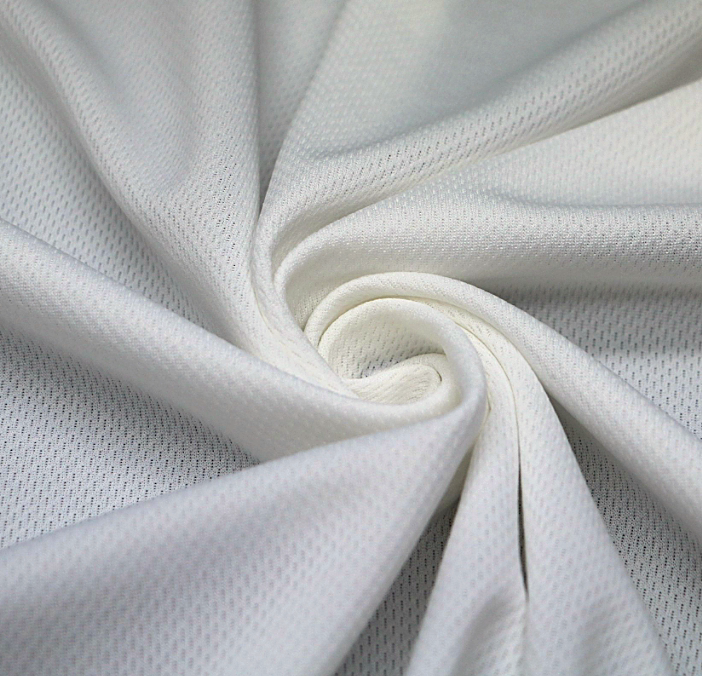 Moisture-Wicking Birdseye Polyester Knit Fabric, 4-Way Stretch - White & Natural White