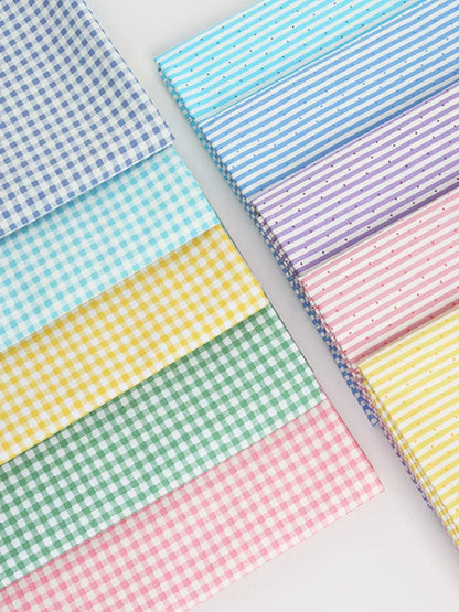 Cotton Fabric, Plaid Stripe & Polka Prints, for Bedding, Tablecloths & Garments