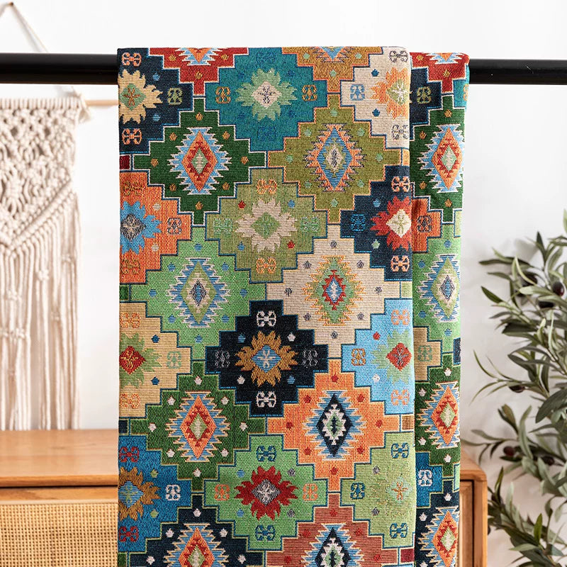 Bohemian Sofa Fabric, Printed Cloth for Upholstery & Cushion Covers - Bohemian Green