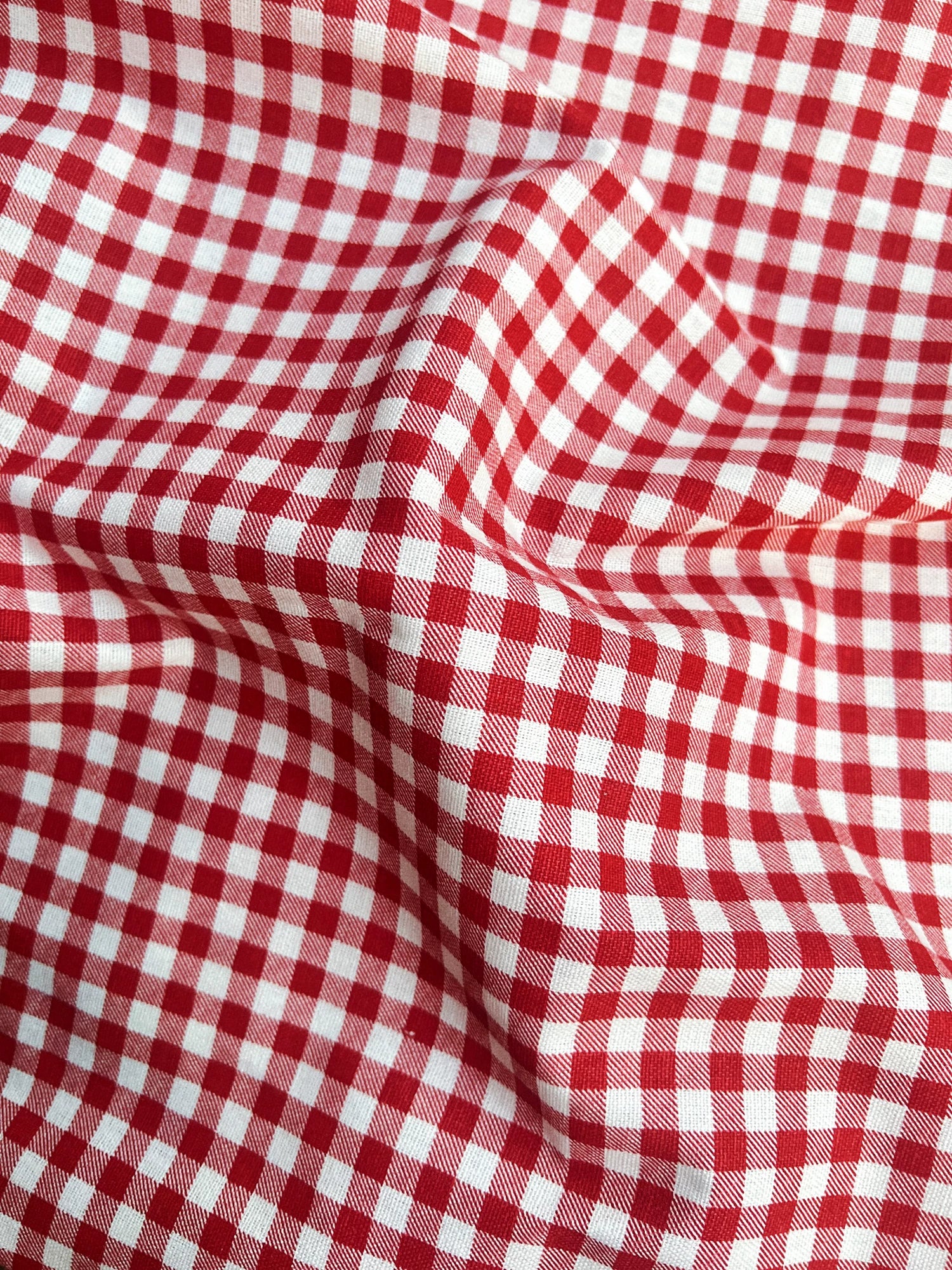 Cotton Polka Dot & Check Fabric, for Shirts & Cushions - 7mm Check