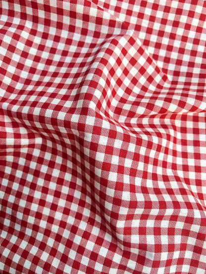 Cotton Polka Dot & Check Fabric, for Shirts & Cushions - 7mm Check