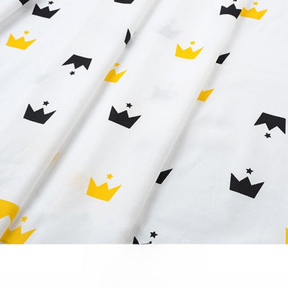 Baby Cartoon Print Cotton Twill Fabric, Cute Kids Cloth for Bedding & Apparel - White Star Crown