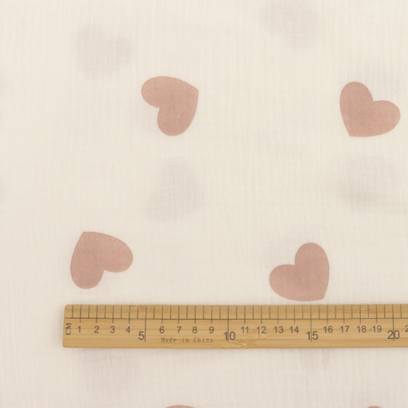 Cotton Double Gauze Fabric, Cat & Heart Prints (6) - Big Heart