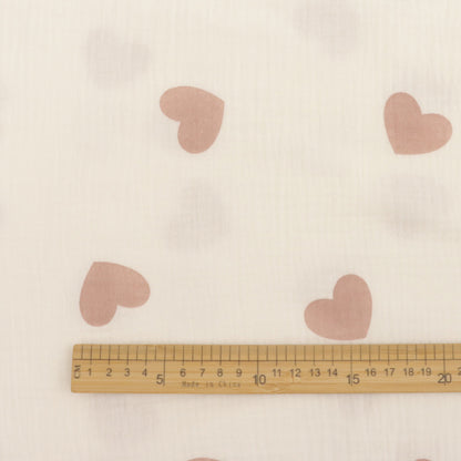 Cotton Double Gauze Fabric, Cat & Heart Prints (6) - Big Heart