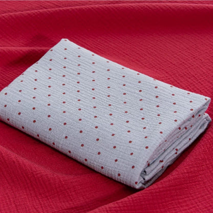 Cotton Double Gauze Fabric, for Baby & Nursery Sewing - Blue Red Polka Dot