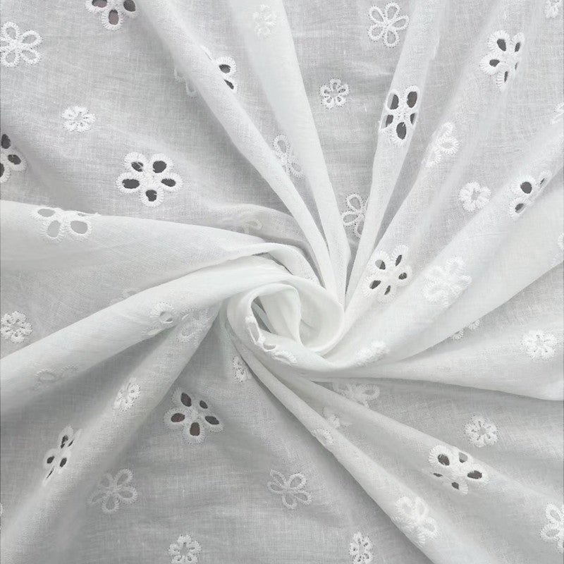 100% Cotton Cutwork Embroidery Fabric, 180 g/m², 130 cm Wide, for Shirts, Curtains & Dresses