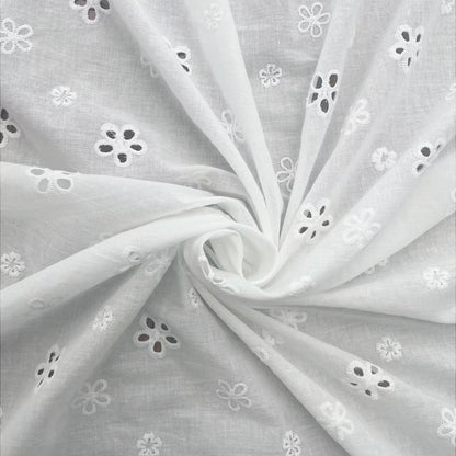 100% Cotton Cutwork Embroidery Fabric, 180 g/m², 130 cm Wide, for Shirts, Curtains & Dresses