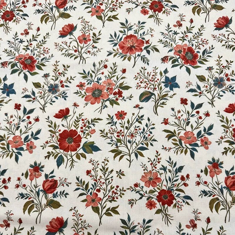 Bohemian Floral Cotton Linen Fabric for Tablecloths & DIY Crafts