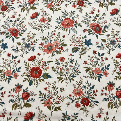 Bohemian Floral Cotton Linen Fabric for Tablecloths & DIY Crafts