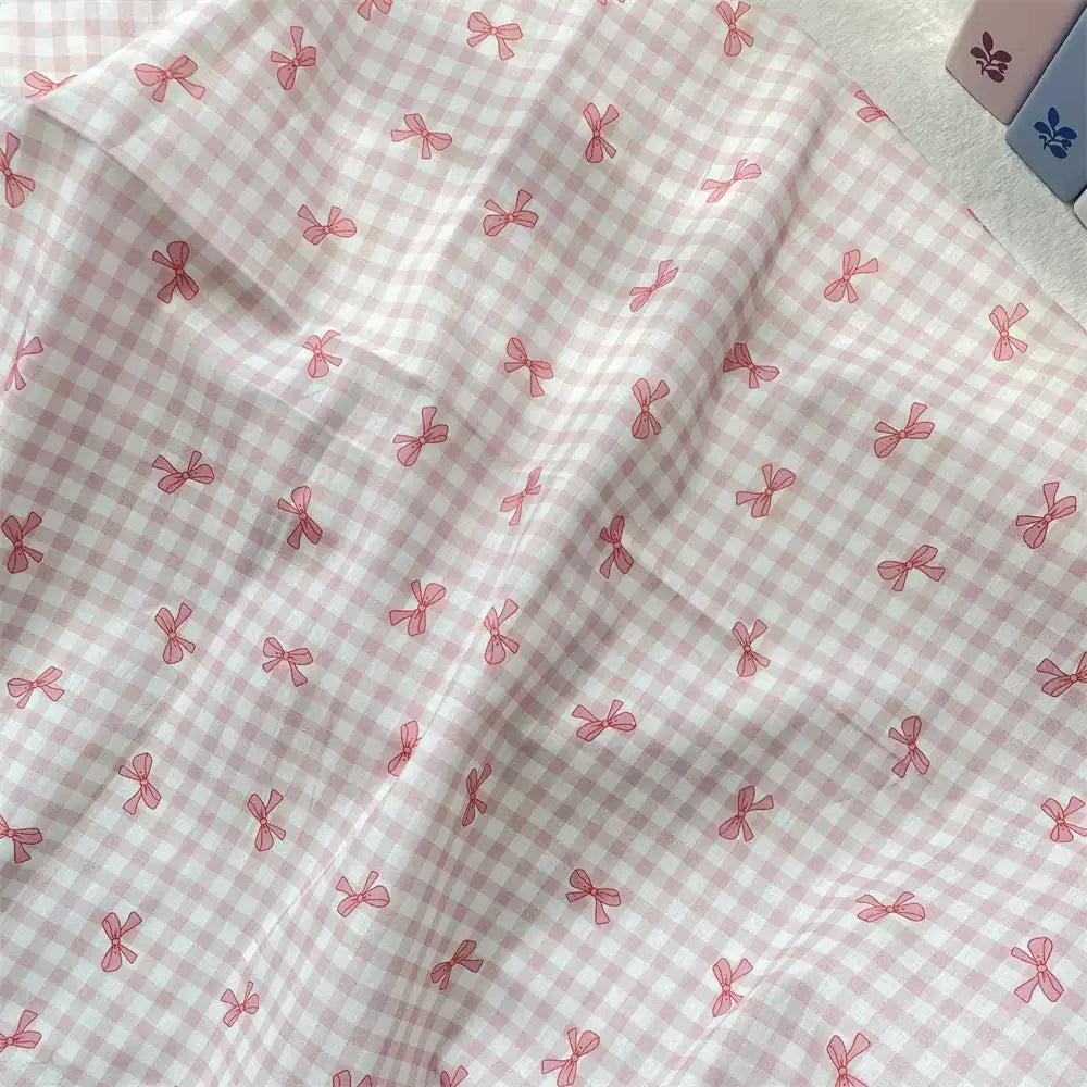Cotton Gingham Bow Fabric, for Dresses & Sleepwear