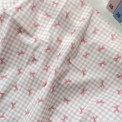 Cotton Gingham Bow Fabric, for Dresses & Sleepwear - Pink Check