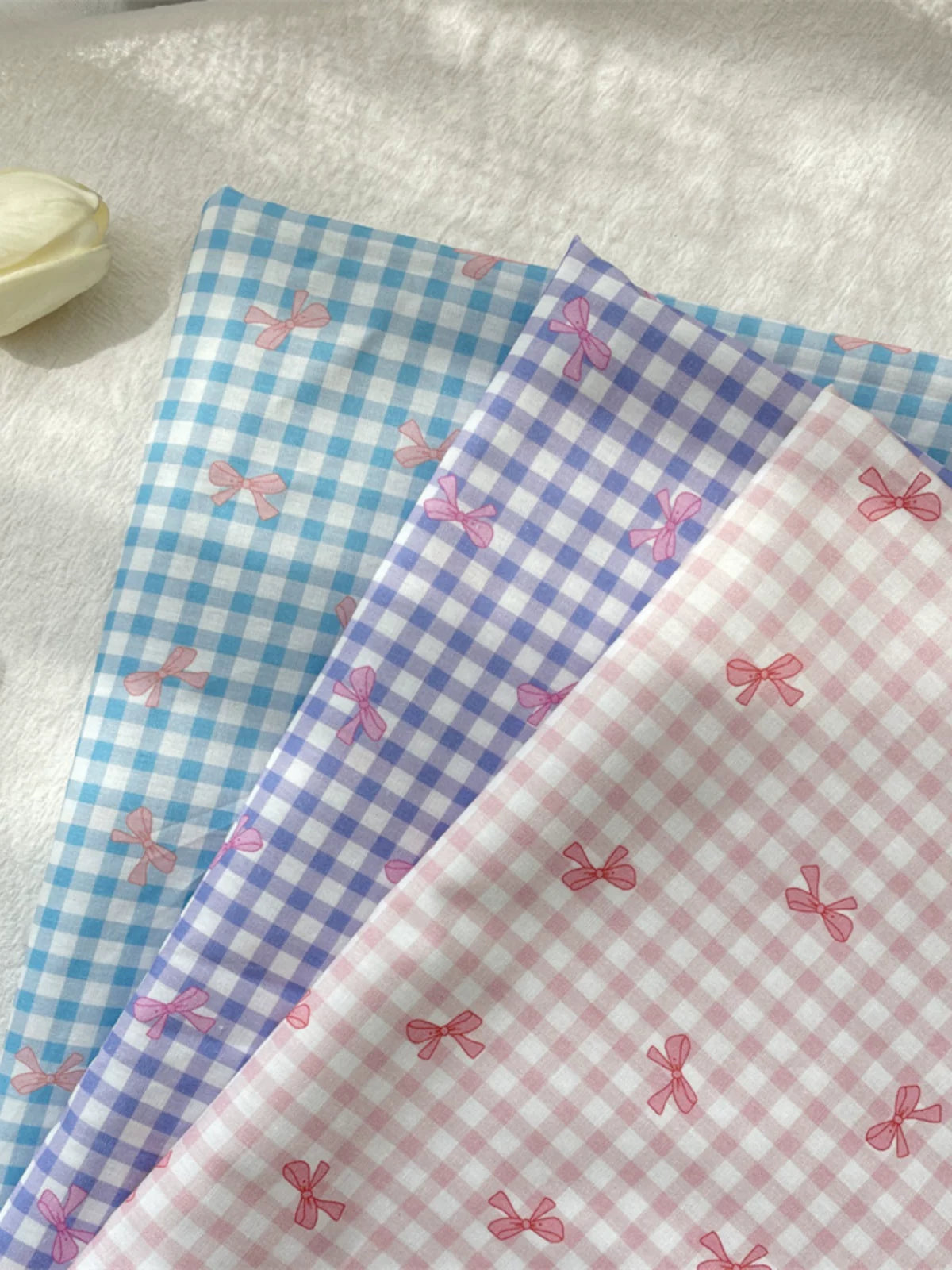 Cotton Gingham Bow Fabric, for Dresses & Sleepwear