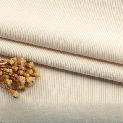 Fine Wale Corduroy Fabric, 16-Wale Solid Cloth for Upholstery & Apparel - Cream