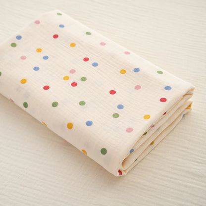 Cotton Double Gauze Fabric, for Baby & Nursery Sewing - Colorful Polka Dot