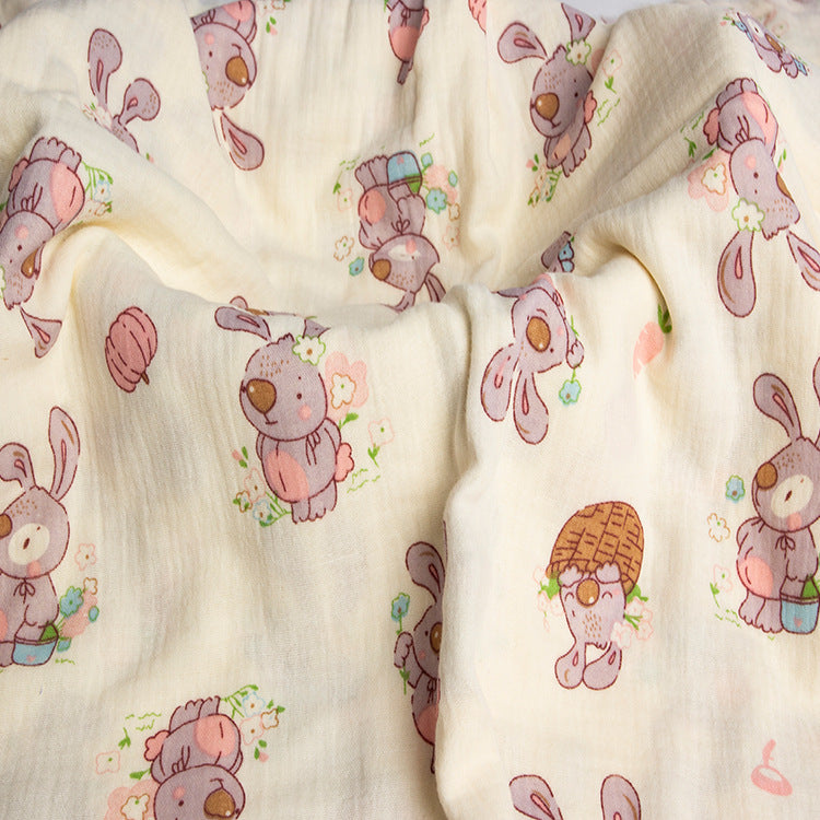 Double Gauze Cotton Fabric - Crinkle Texture Apparel & Craft by the Yard - Bunny Basket