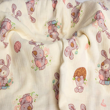 Double Gauze Cotton Fabric - Crinkle Texture Apparel & Craft by the Yard - Bunny Basket
