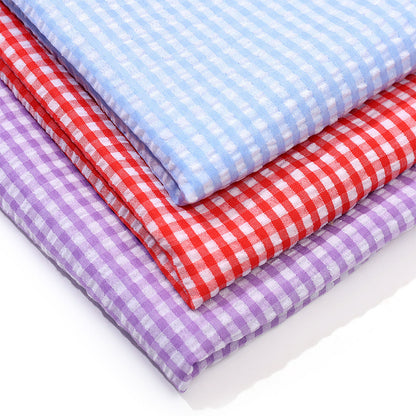 Check Seersucker Fabric By The Yard | 3 Colors, 59" Wide for Shirts & Dresses - Purple