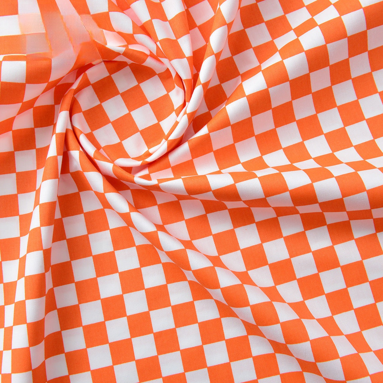 Plaid Cotton Fabric, Gingham Check Cloth for DIY & Bedding - Orange