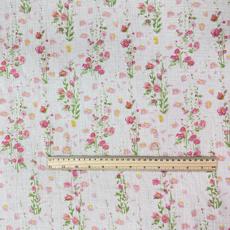 Cotton Double Gauze Fabric, Vine & Bear Prints (6) - Vine Flower