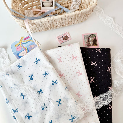 Cotton Fabric, Bow & Polka Dot Prints, for Homewear, Dollwear & Scrunchies