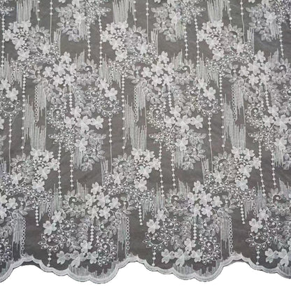 Embroidered Milk Silk Mesh Fabric for Girls' Dresses & Bridal