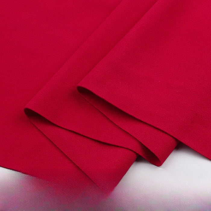 Double-Brushed Stretch Knit Fabric, Warm Cationic Polyester for Thermal Wear - Red