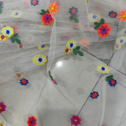 Embroidered Polyester Mesh Fabric, 3 Colors for Lolita & Girls' Dresses
