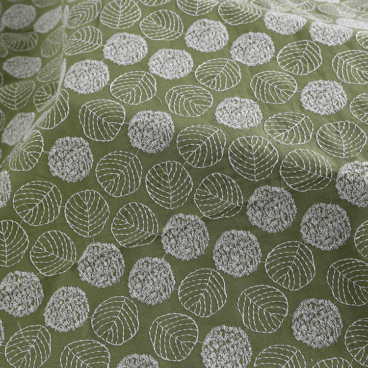 Ramie Cotton Leaf Embroidery Fabric, 47 in Wide