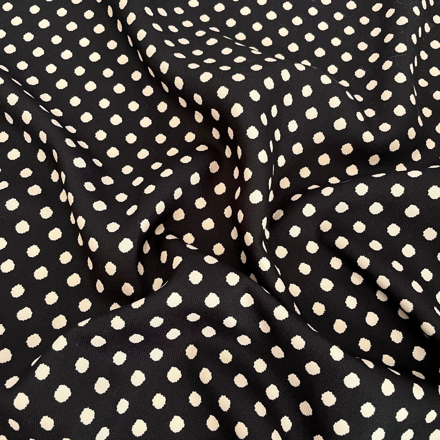 Printed Cotton Corduroy Fabric, for Dresses & Cushions - Corduroy Black Dot