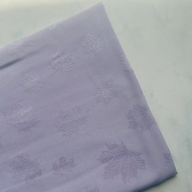 Rayon Jacquard Fabric, Vintage Maple Leaf Hanfu Cloth - Purple