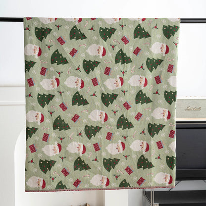 Christmas Jacquard Fabric, Thick Woven Cloth for Sofa & Table Decor - Christmas Green