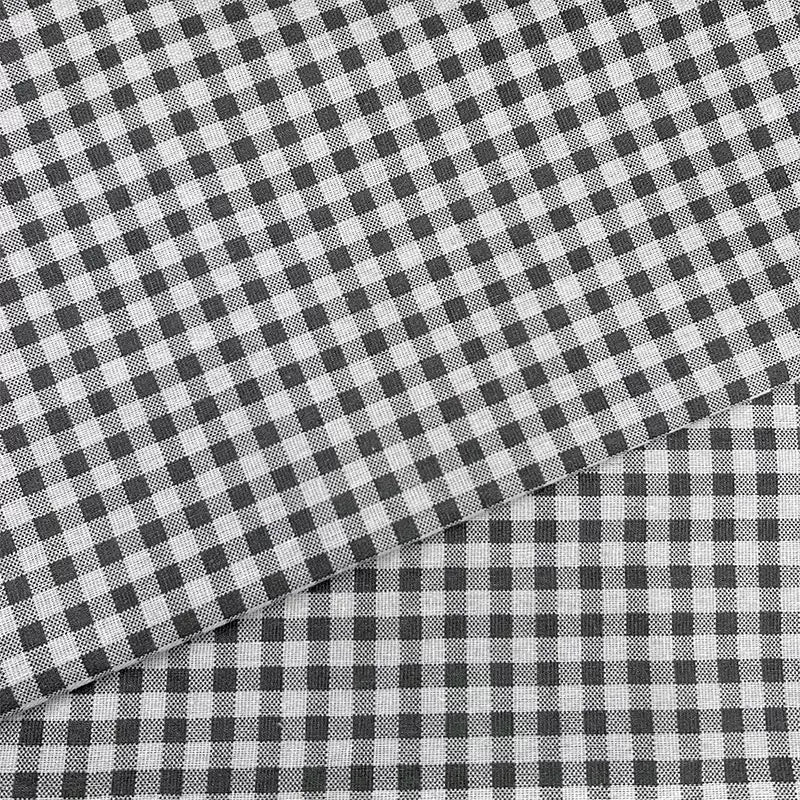 Plaid Cotton Linen Fabric for Tablecloths, Sofa Covers & Crafts - Grey Plaid