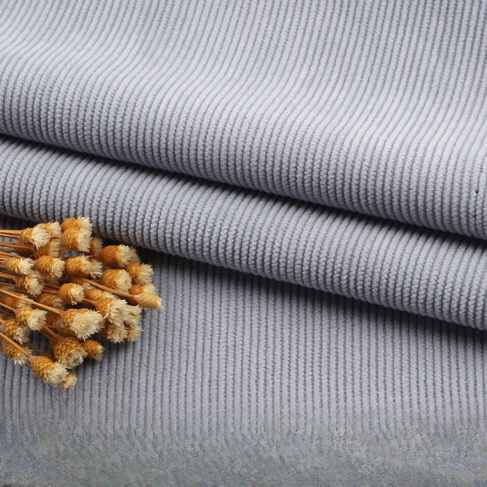 Fine Wale Corduroy Fabric, 16-Wale Solid Cloth for Upholstery & Apparel - Light Grey