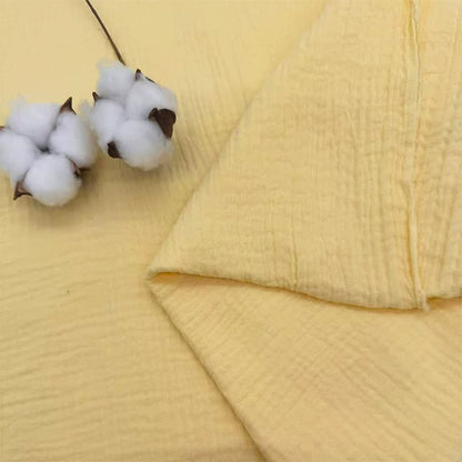 Double-Layer Cotton Gauze Fabric, Soft Crinkle Woven for Loungewear - Goose Yellow 4#