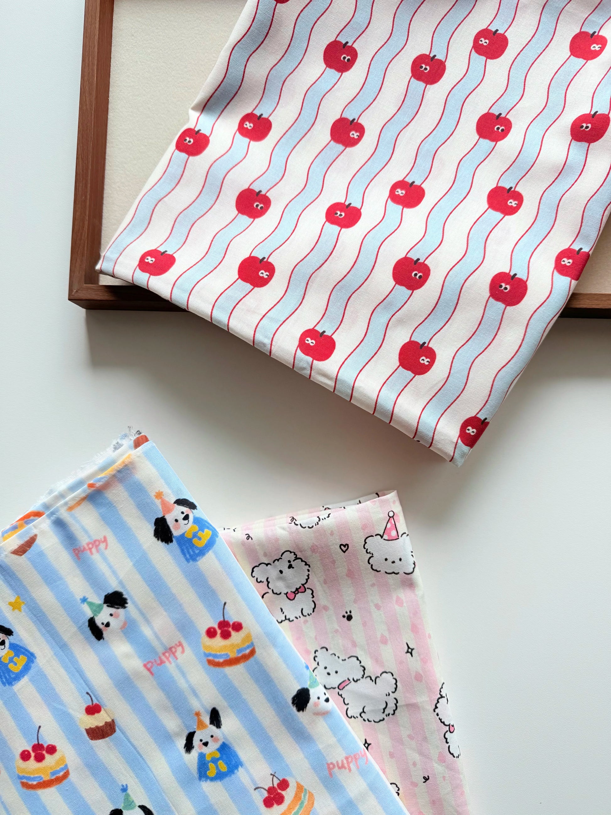 Cotton Print Fabric, Cute Striped Dogs, for Dollwear, Kids' Wear & Scrunchies
